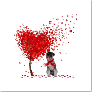 Happy Valentine's Day Heart Tree Love Standard Schnauzer Posters and Art